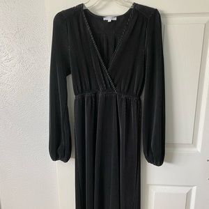 Pleated black maxi dress